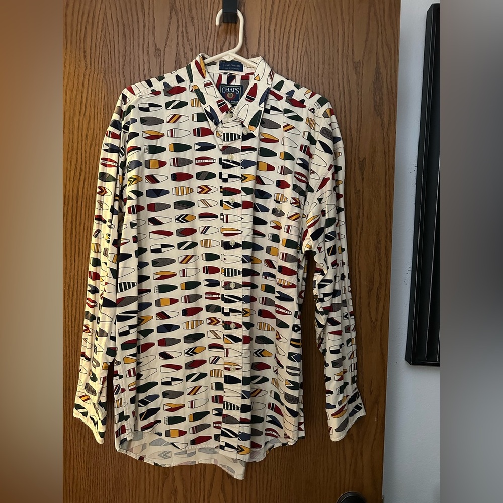 Chaps Ralph Lauren 100% Cotton vintage button down long sleeved shirt size L